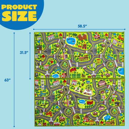 JOYIN 2 Pack Kids City Town Rug(150x80cm),Car Play Carpet,Road Rug for Toddlers,Pretend Play Gift for Kids,Educational Floor Mat for Bedroom & Playroom,Toy for Boys and Girls
