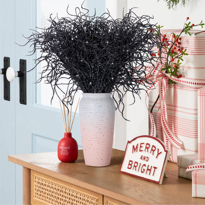 Watayo 50 Pcs Halloween Artificial Curly Willow Branches, Large 20" Fake Glitter Curly Twig Stems Ornaments, Faux Halloween Glitter Sticks Branches Picks for Wreath Vase Home Christmas Decor