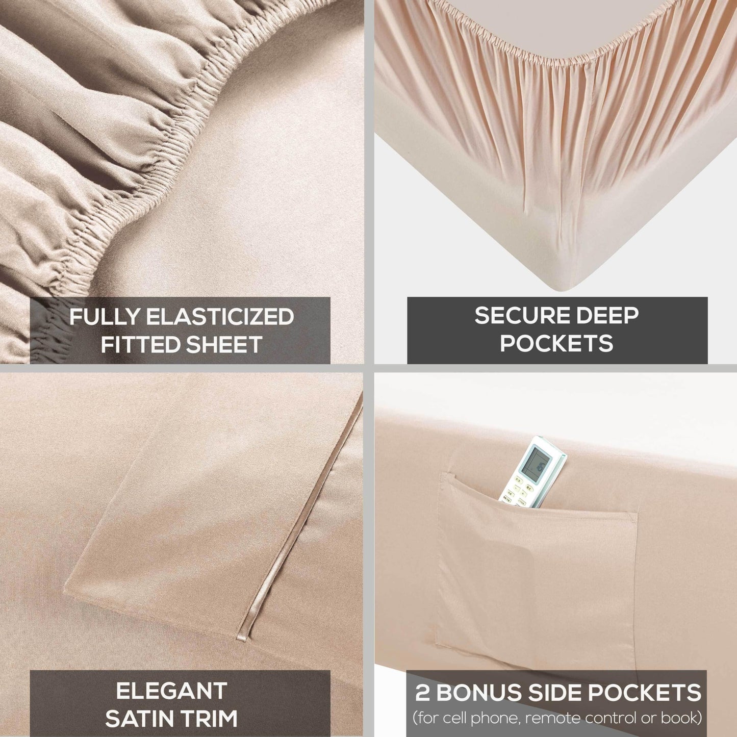 Mueller UltraTemp King Size Sheets Set – 6 Piece Premium Bedding, Silky Soft, Cooling, Deep Pocket up to 16", Breathable Heat Transfer, Wrinkle-Resistant & Hypoallergenic, Cream