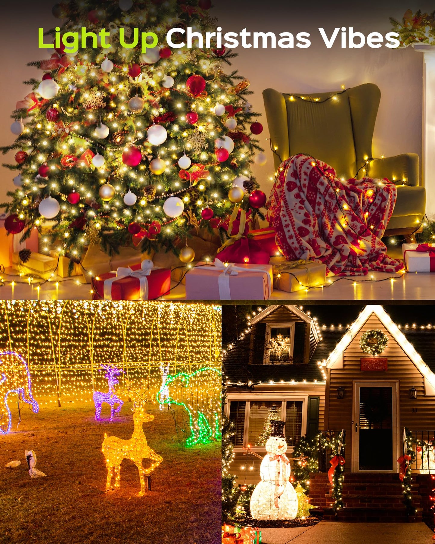 Super Long 500 LED 178FT Christmas Lights, Bright Bubble Led Christmas Tree Lights with 8 Modes & Memory, 2025 Upgraded Twinkle LED String Lights for Indoor Outdoor Xmas Party Decorations, Warm White