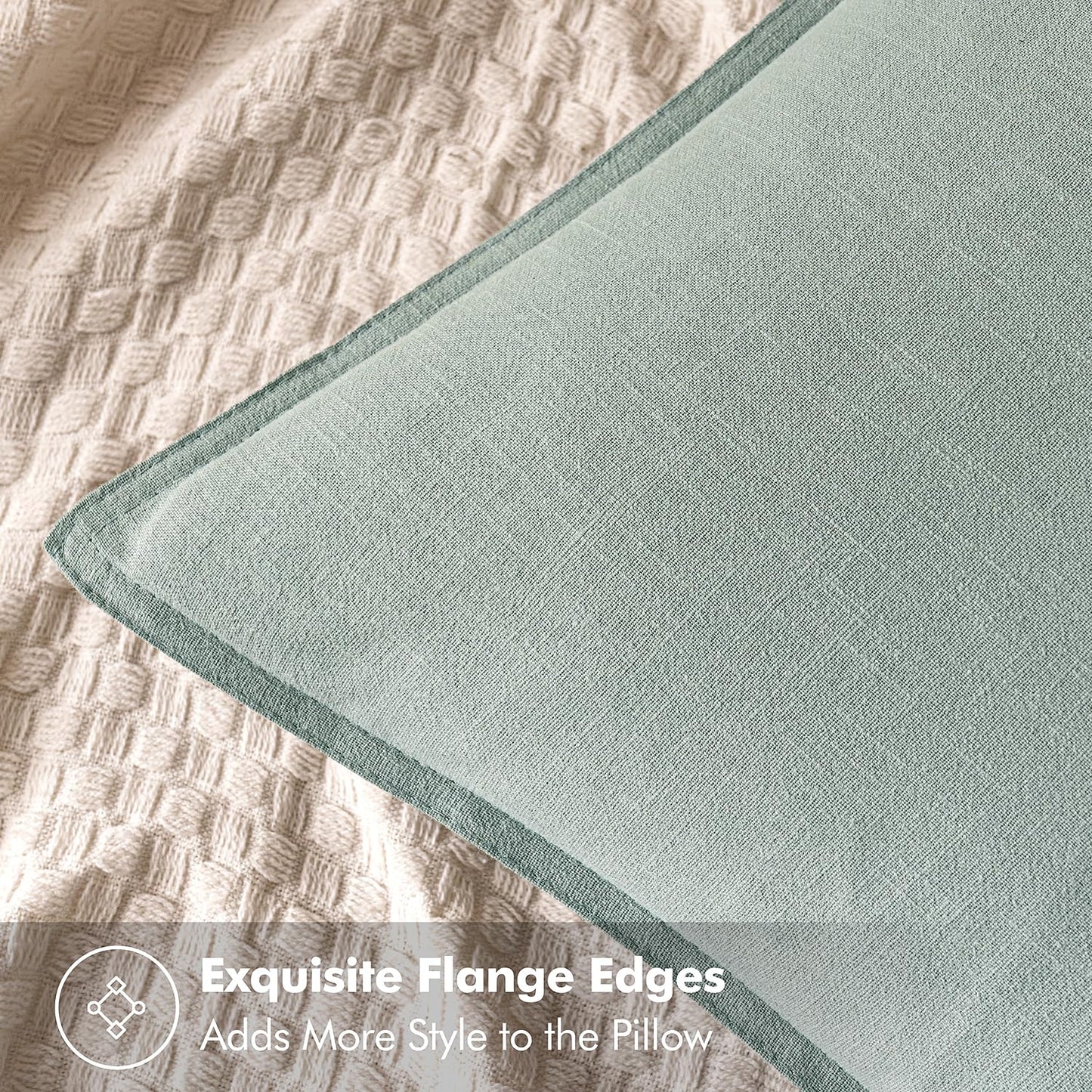MIULEE Decorative Linen Euro Sham Pillow Covers 24x24 Aqua Green Boho Farmhouse Neutral Spring Couch Throw Pillows for Bed Pack of 2 Accent Modern Pillowcase Summer Sofa Livingroom Home Decor