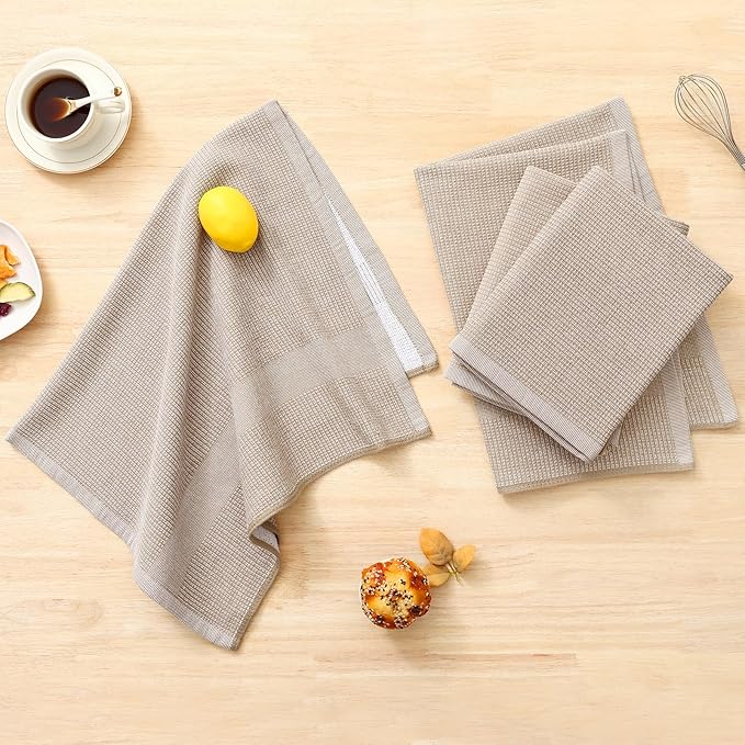 Homaxy Premium Kitchen Towels, Large Cotton Kitchen Hand Towels, Flat and Terry