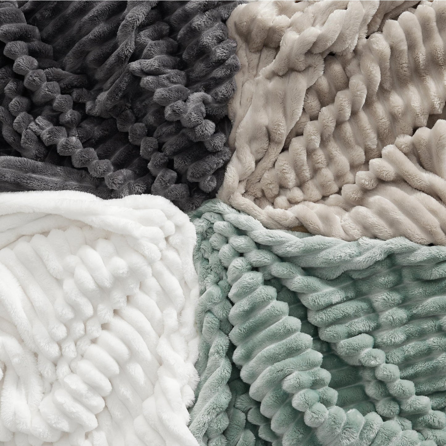Bedsure Fleece Blanket Throw Size (Dark Grey & Beige)