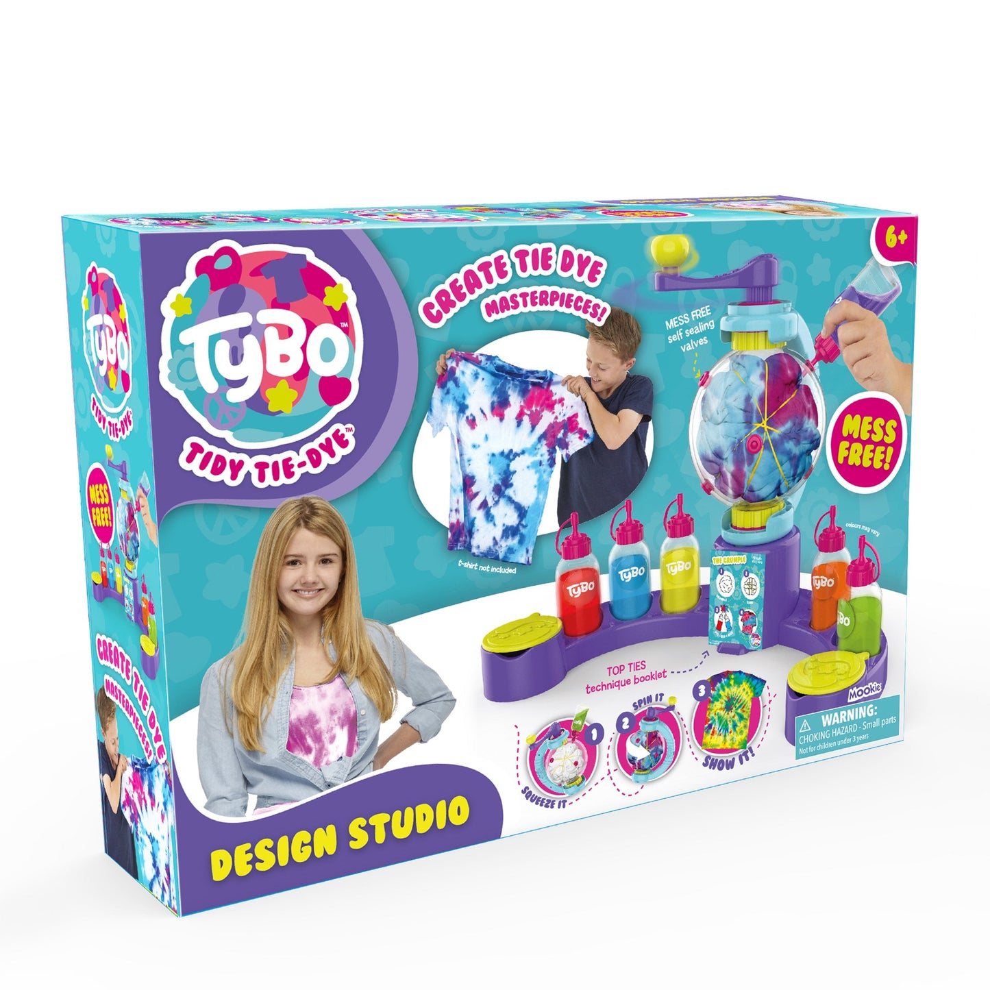 Tybo Design Studio, Arts and Crafts, Tie Dye, Easy to Use Kit, Creative Fun, Ultimate Mess Free Fun for Boys and Girls Age 6+