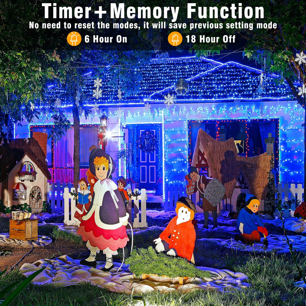 300 LED Blue Christmas Lights Outdoor Waterproof, 100ft Extra Long Blue String Lights 8 Modes Plug in Twinkle Fairy Lights with Timer for Indoor Outside Bedroom Christmas Tree Party Decorations