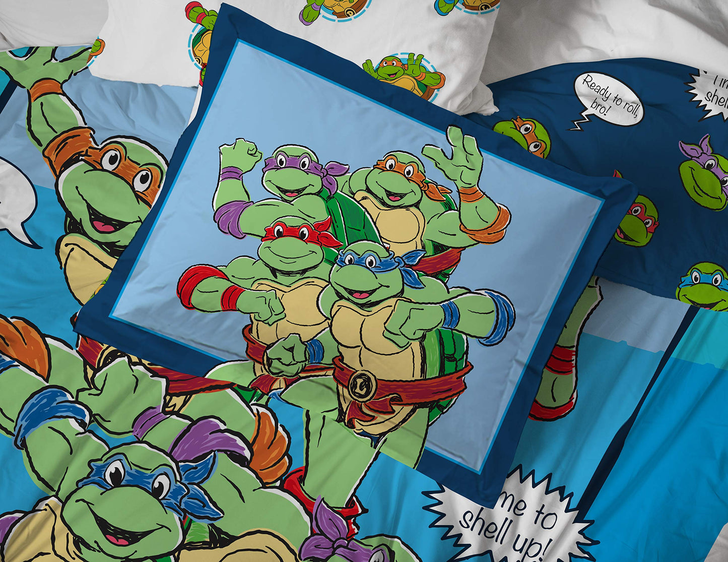Jay Franco Nickelodeon Teenage Mutant Ninja Turtles Ready to Roll 5 Piece Twin Bed Set - Includes Reversible Comforter & Sheet Set Bedding - Super Soft Fade Resistant Microfiber