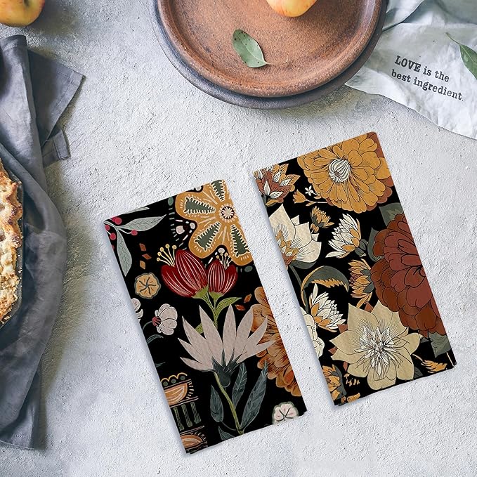 Abstract Floral Kitchen Dish Towels