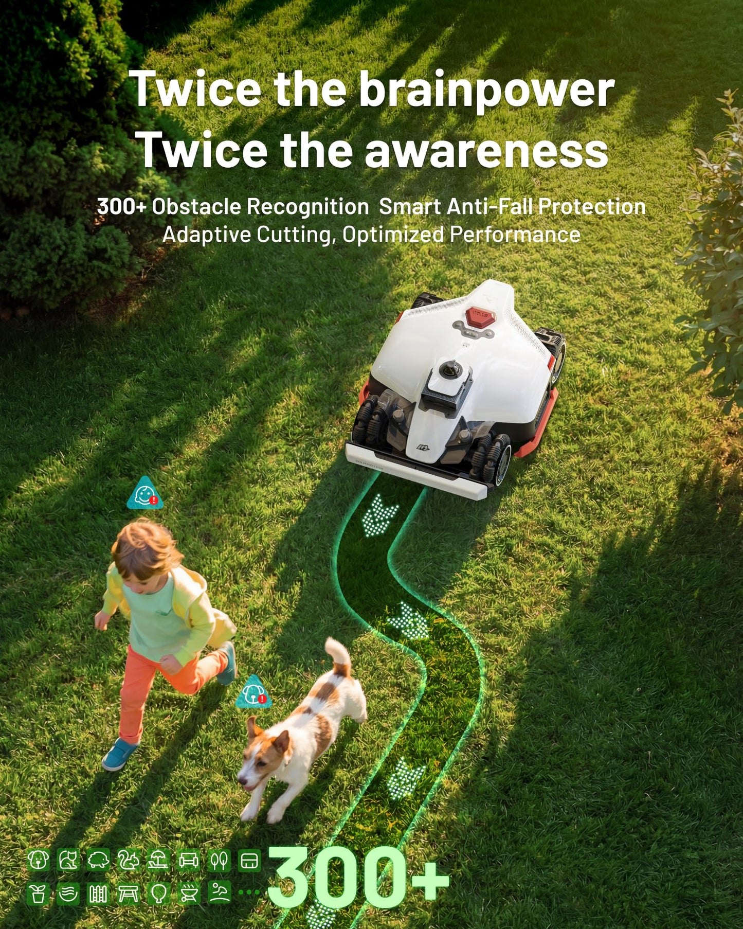 Mammotion LUBA 3 AWD 5000 Robot Lawn Mower, Perimeter Wire Free for 1.25 Acres, All-Wheel-Drive for 80% Slopes, 360° LiDAR+NetRTK+AI Vision, 50 Multi-Zone Management, Cutting Height 1.0"-2.7"