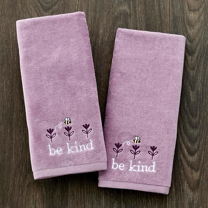 SKL Home Bee Kind 100% Cotton Embroidered 2pc Hand Towel Set, Decorative