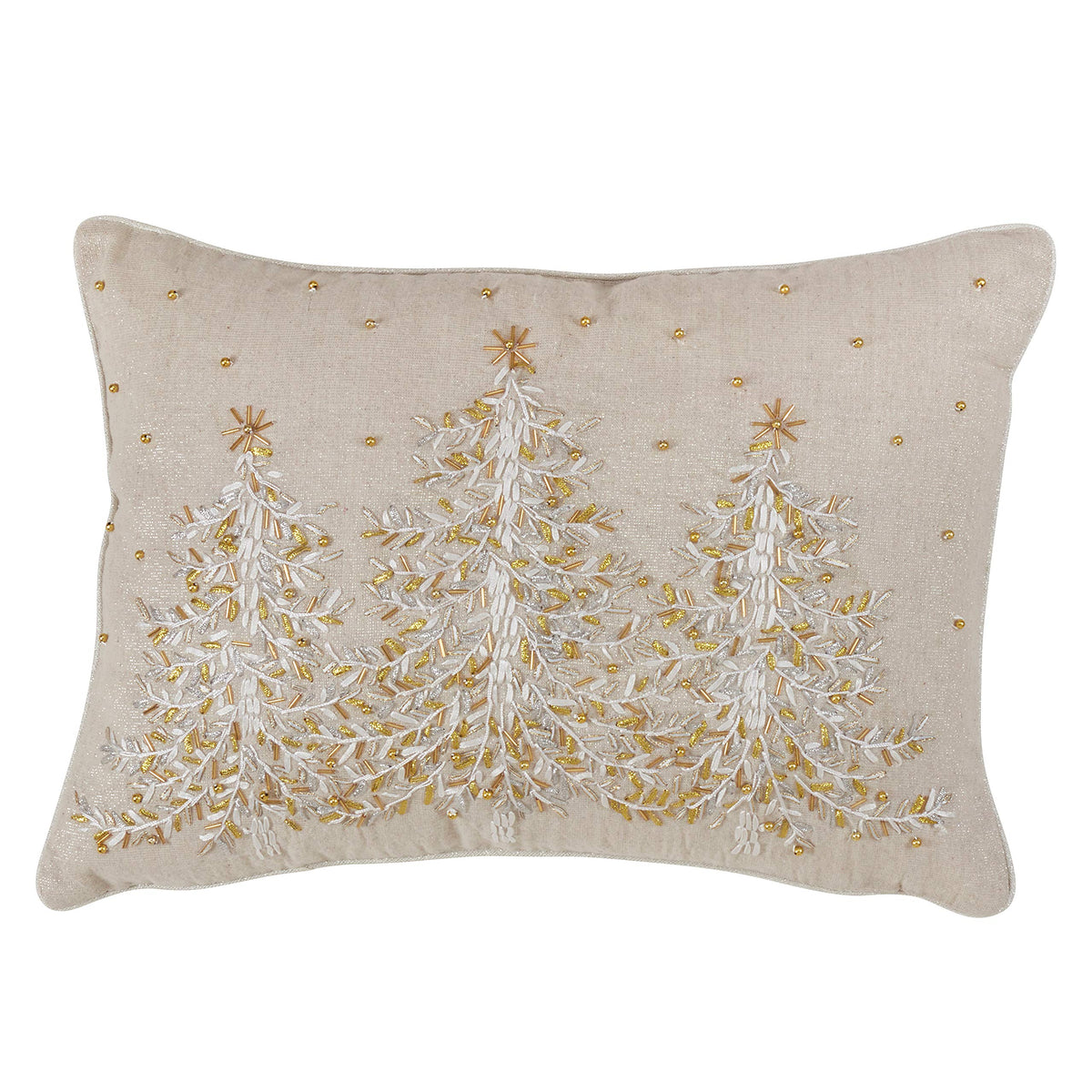 SARO LIFESTYLE Poly Blend Embroidered Christmas Tree Pillow with Down Filled