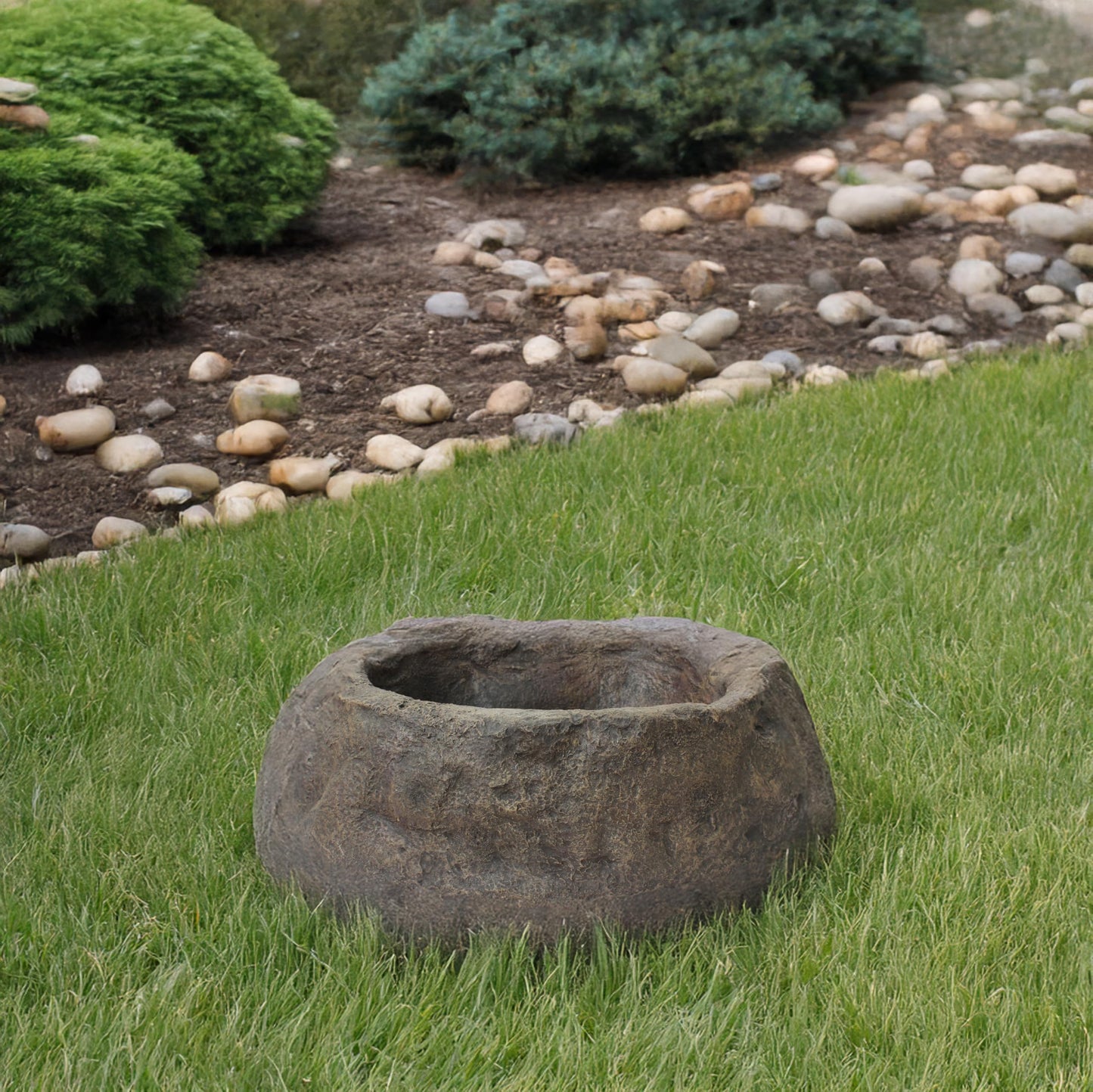 Gardenised Huge Faux Sandstone Pond Rock Realistic Lightweight Decorative Boulder for Landscaping & Utility Cover Weather-Resistant Stone for Garden Patio Landscape Lawn Park and Yard, Ellipsoid
