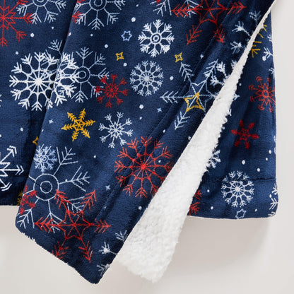 Fleece/Sherpa Christmas Throw - Super Soft Holiday Printed Blanket for Couch, Chair, or Bed - Cozy, Luxurious Plush - 50" x 60", New Snowflake