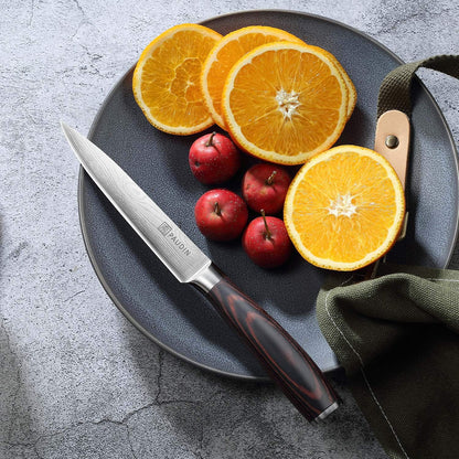 PAUDIN Utility Knife, Kitchen Knife 5 Inch, High Carbon Stainless Steel, Multipurpose Paring Knife for Fruit and Vegetable Cutting with Wooden Handle, Premium Gift Box