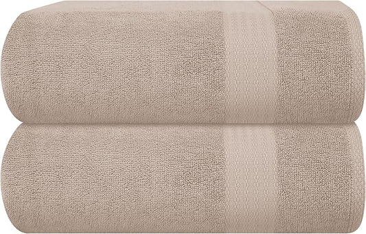 GLAMBURG Premium Cotton Oversized 2 Pack Bath Sheet 35x70-100% Pure Cotton
