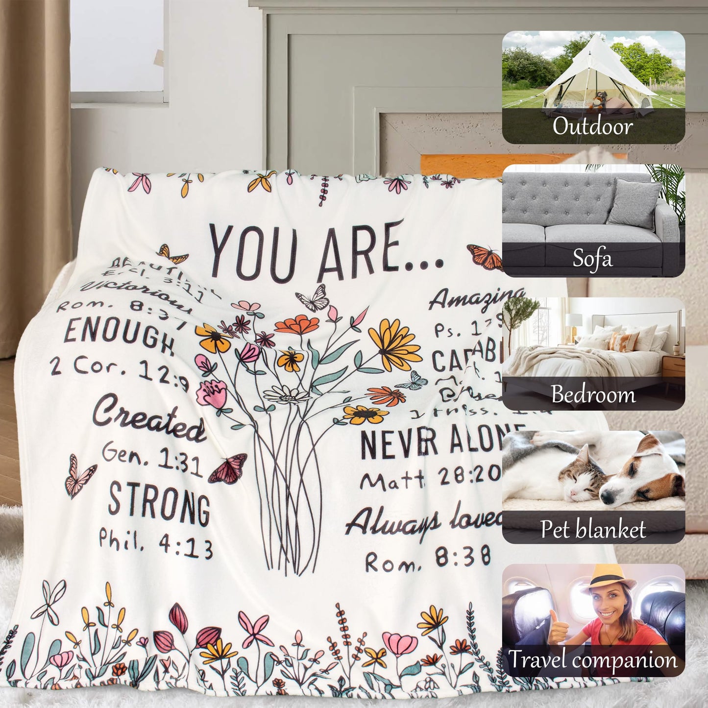 Sulpoie Christian Birthday Gifts for Women Faith, Christian Throw Blanket for Women 60"x50", Inspirational Religious Spiritual Gifts