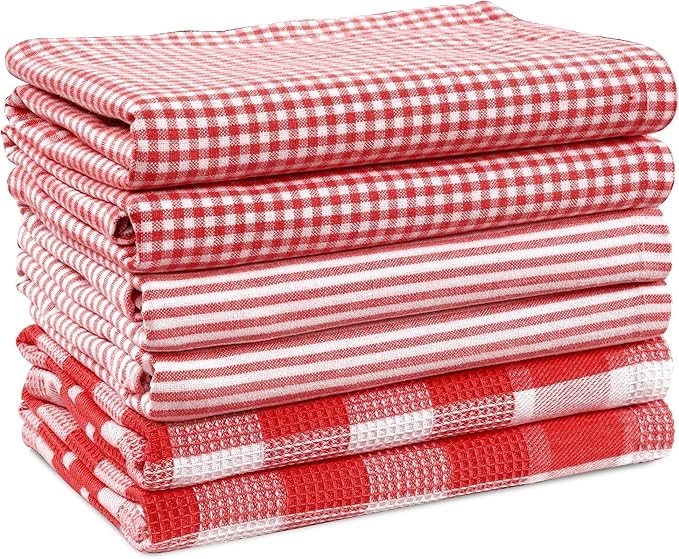 Casa Platino 6PC Kitchen Towels Set, Summer Kitchen Towels, Cotton Absorbent