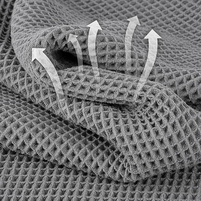 Microfiber Waffle Face Towels, 2 Pieces, Fast Drying, Lint Free 430 GSM