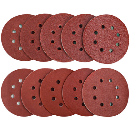 60Pcs Sanding Discs Pads, AUGOLA Hook and Loop 40 60 80 100 120 150 180 240 320 400 Mixed Grits 125mm Sandpaper Sheet for Random Orbital Sander, 8-Holes