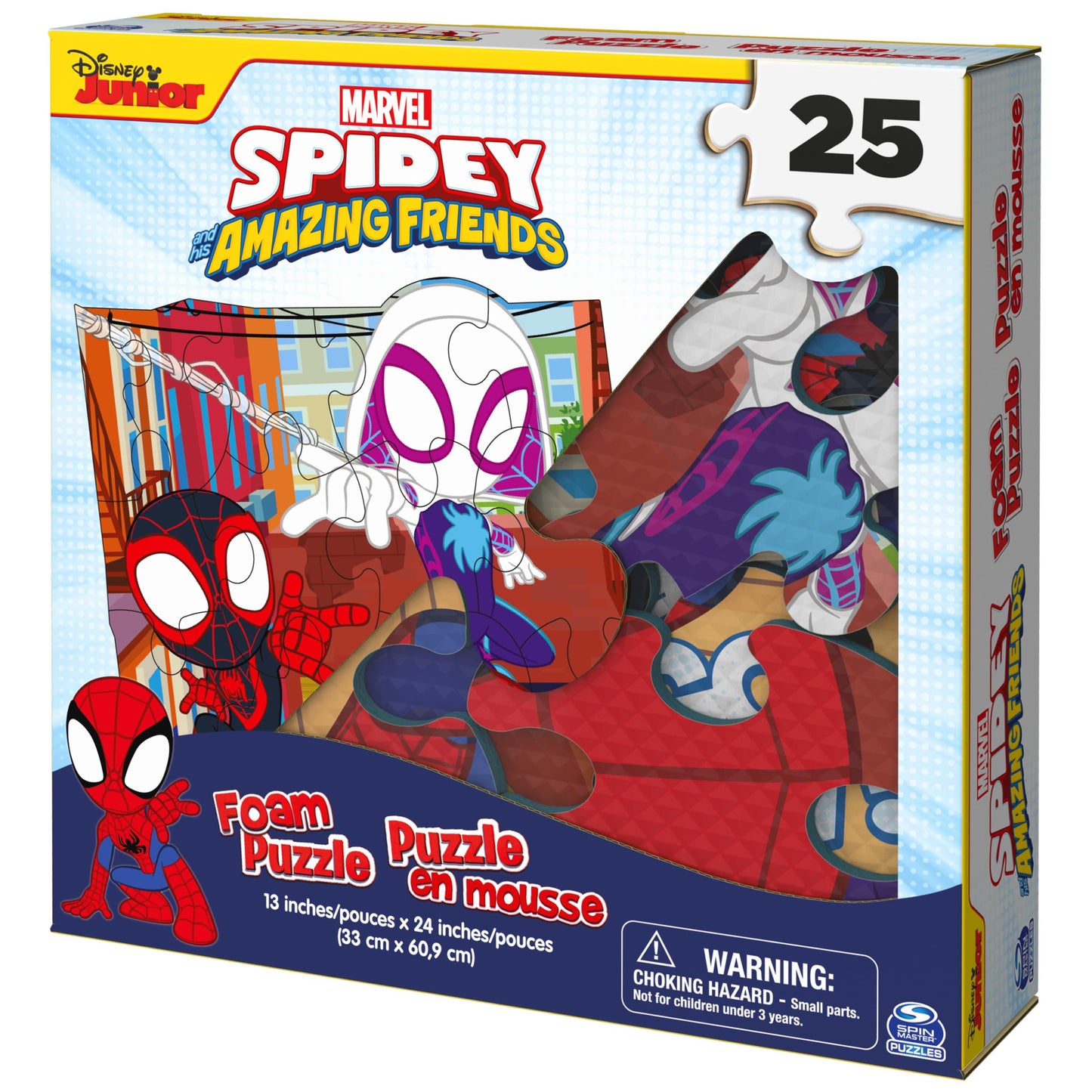 Spin Master Games, Marvel Spidey and His Amazing Friends Puzzles, Squishy Foam Puzzle, 25 Pieces, Spiderman Toys, for Ages 4 & Up