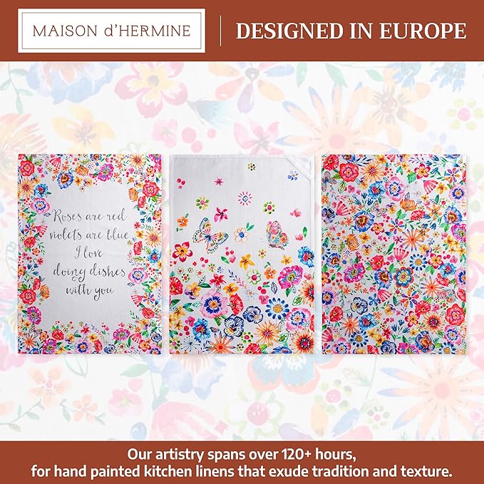 Maison d' Hermine Kitchen Towels Set of 3 100% Cotton 27.50" x 20" Reusable