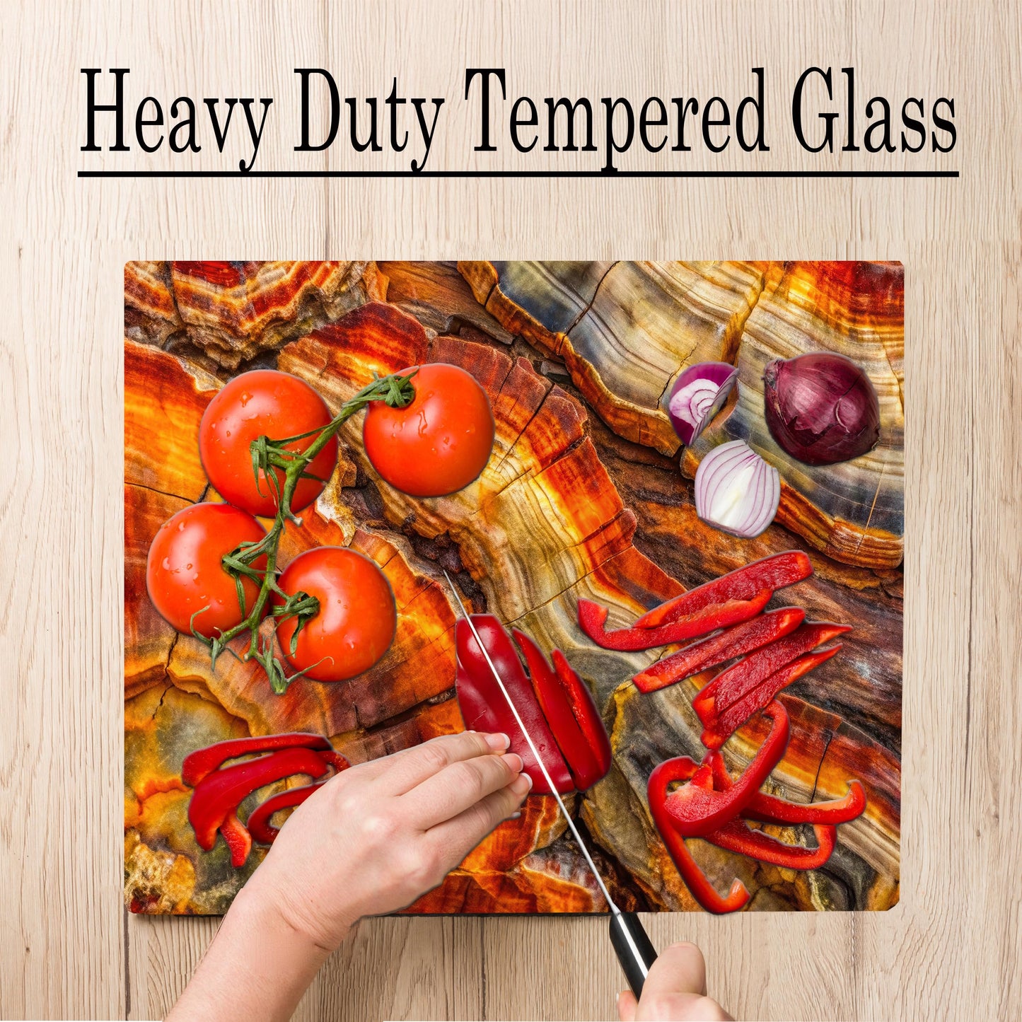 Petrified Wood Grain Agate Marble Kitchen Glass Cutting Board Decorative Gift Marbled Granite Stone Rock Gift For Her Mom Wife