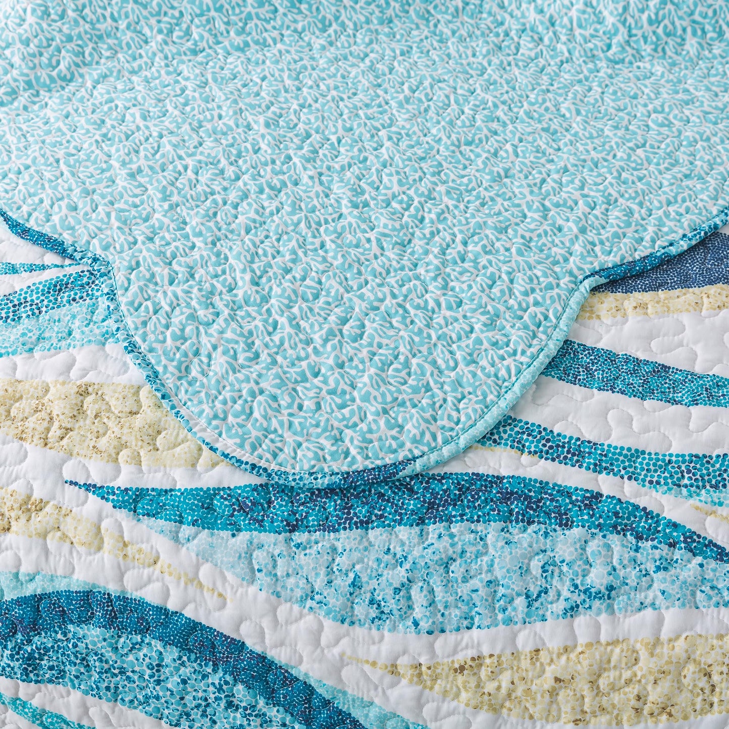 NEWLAKE Quilt Bedspread Sets - West Coastal Pattern Reversible Coverlet Set, Queen Size