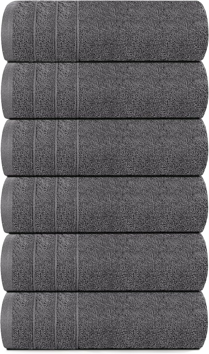 Tens Towels Pack of 6 Hand Towels, 100% Cotton, Lighter Weight, Quick to Dry