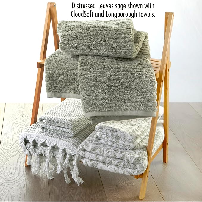 SKL Home Distressed Leaves 100% Turkish Cotton Premium Bath Towel, 600 GSM