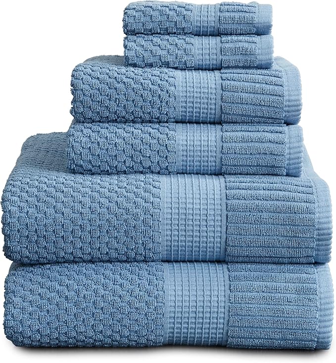NY Loft 100% Cotton Towel Set 6 Piece | Super Soft & Absorbent Quick-Dry 2 Bath