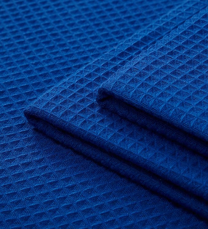Encasa XO Kitchen Dish Towels Set | Blue | Waffle Weave and Flat Hand Tea Towel