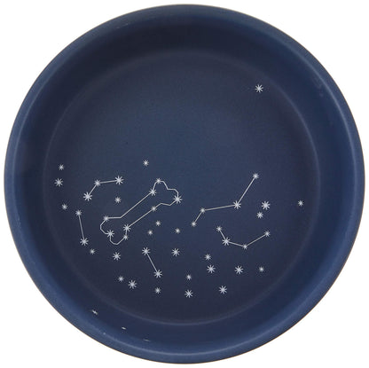 Fringe Studio Stoneware Pet Bowl, Medium, Celestial (479007),Dark Blue
