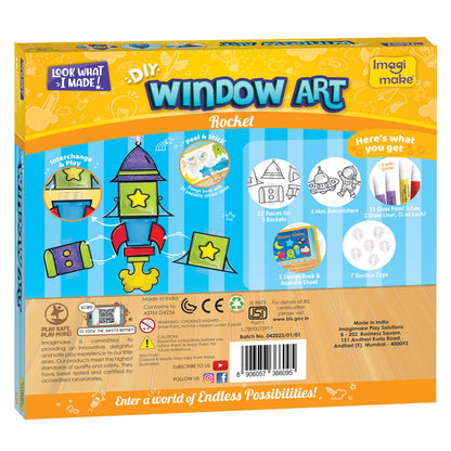 Imagimake Window Art for Kids - Rocket | Suncatcher Kits for Boys, Arts and Crafts for Ages 5-7 | Toys for Boys & Girls Ages 6-8-10-12 | Birthday Gifts for 5 6 7 8 9 10 11 12 Years Old Boys & Girls