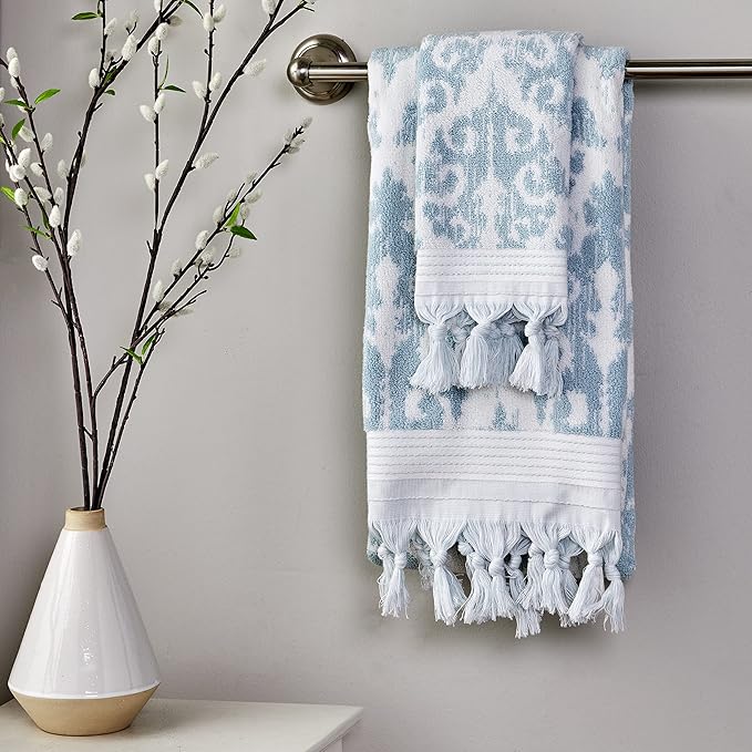 SKL Home Mirage Fringe 100% Turkish Cotton Hand Towel Set