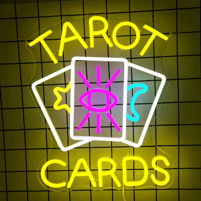 Tarot Cards Neon Sign Psychic Neon Sign for Wall Decor Tarot Cards Led Sign Tarot Neon Signs Psychic Reader Shop Sign Dimmable Neon Light Up Signs for Psychic Tarot Room Wall Decor Gifts