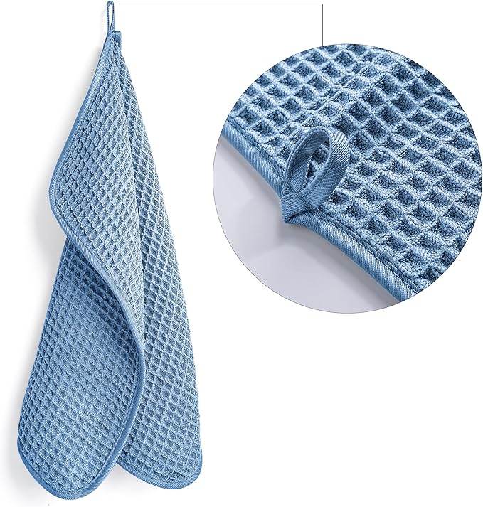 POLYTE 430 GSM Microfiber Lint Free Washcloth Face Towel, 13 x 13 in, 4 Pack