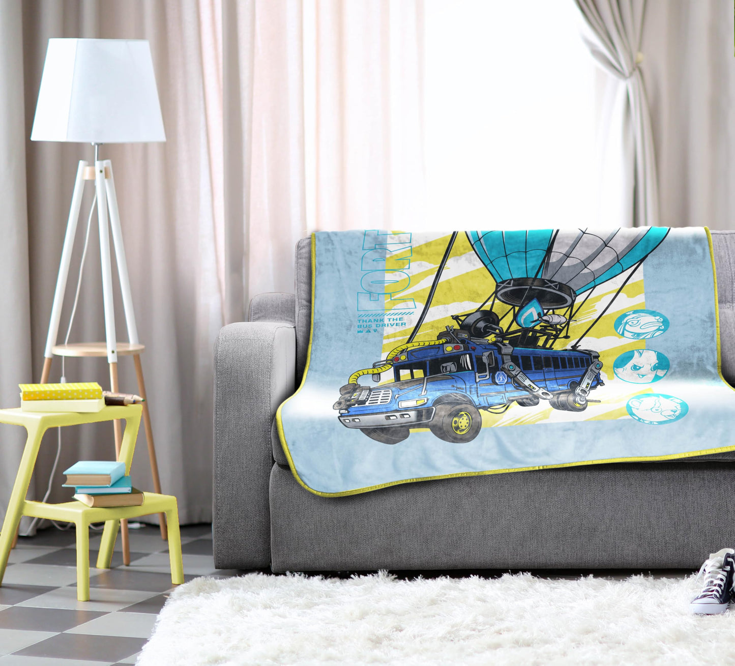 Jay Franco Kids Plush Throw Blanket – Soft & Cozy Fleece Throw for Bedroom & Couch Décor, Official Licensed Product, Blue - Fortnite, 46x60 - Throw Blanket
