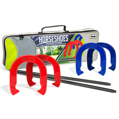 Franklin Sports Horseshoes Set - Metal Horseshoe Game Set for Adults + Kids - Official Weight Steel Construction - Beach + Lawn Outdoor Game - Intermediate