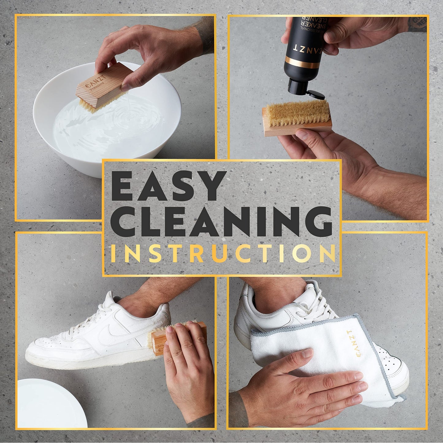 Canzt Sneaker Cleaning Kit – Ideal for Suede, Nubuck, Leather & Canvas Shoes – Trainer Cleaner Set with Shoe Cleaner, Brush & Microfibre Cloth