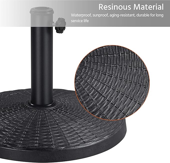 Yaheetech 22 lbs Heavy Duty Outdoor Umbrella Base 18" Round Patio Umbrella Stand Market Umbrella Base for Garden & Lawn, Black