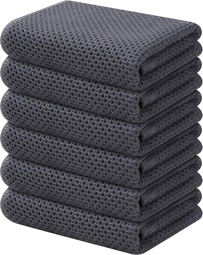 Kitinjoy 100% Cotton Waffle Weave Kitchen Hand Towels