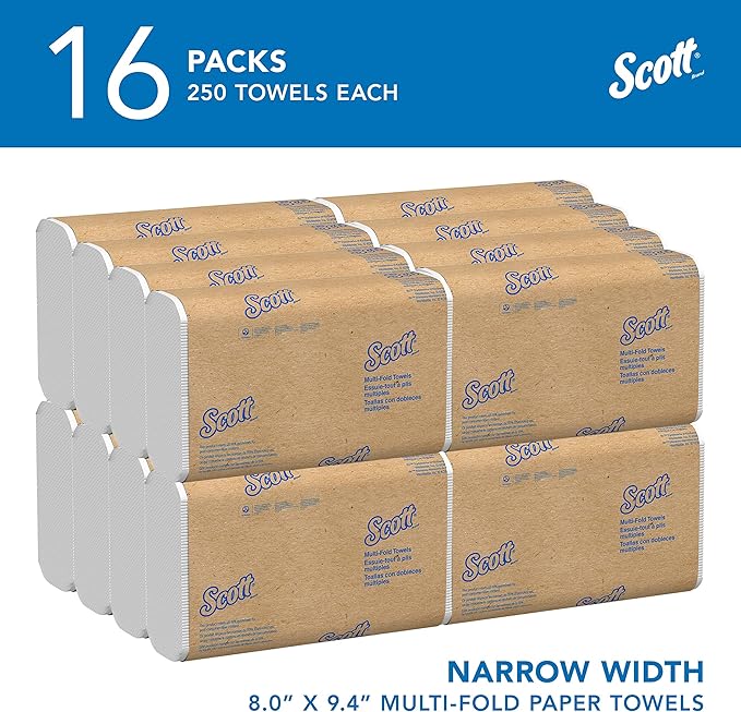 Scott Professional Universal Multifold Narrow Width Paper Towels, Absorbency