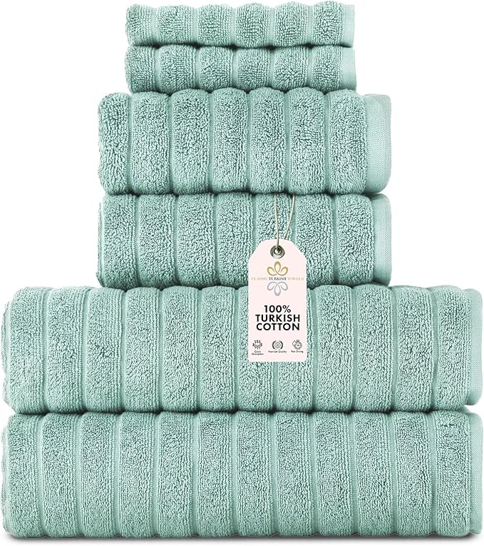 Classic Turkish Towels CTT Luxury 6 Piece Towel Set, 100% Turkish Cotton