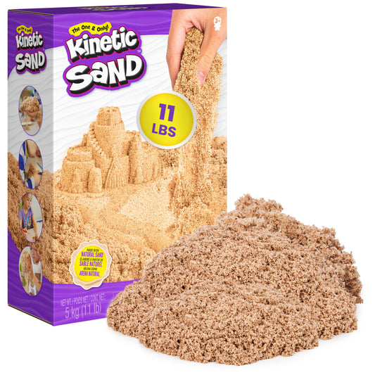 Kinetic Sand, 11lb (5kg) Natural Brown Play Sand for Arts and Crafts, Sandbox, Amazon Exclusive (Packaging May Vary), Moldable Sensory Toys for Ages 3 and up