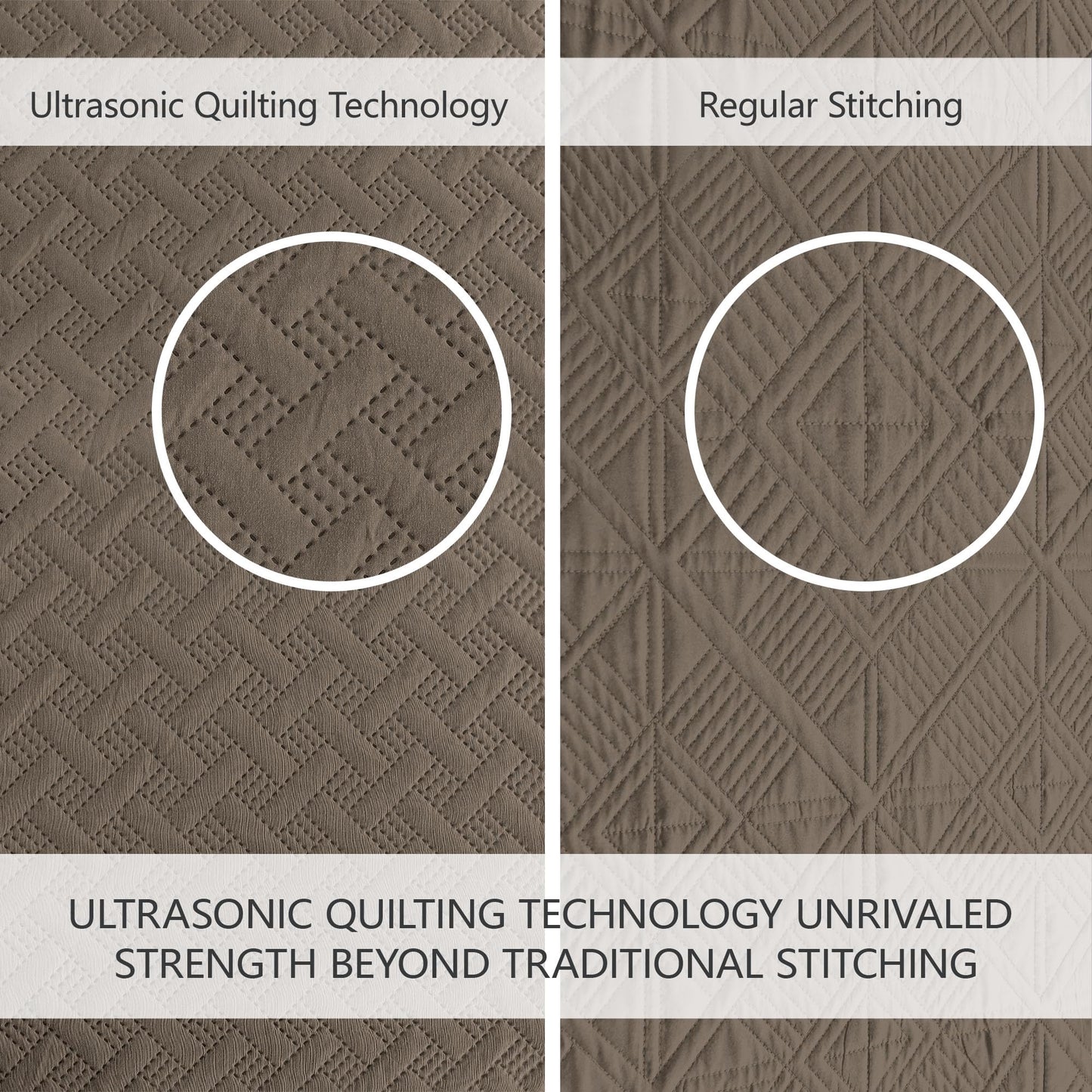 FLYMME Quilts Queen Size,Lightweight Mocha Brown Bedspreads,Basket Weave Pattern,Ultra Soft Microfiber Bed Coverlet 3 Pieces for All-Seasons (1 Quilt,2 Shams)