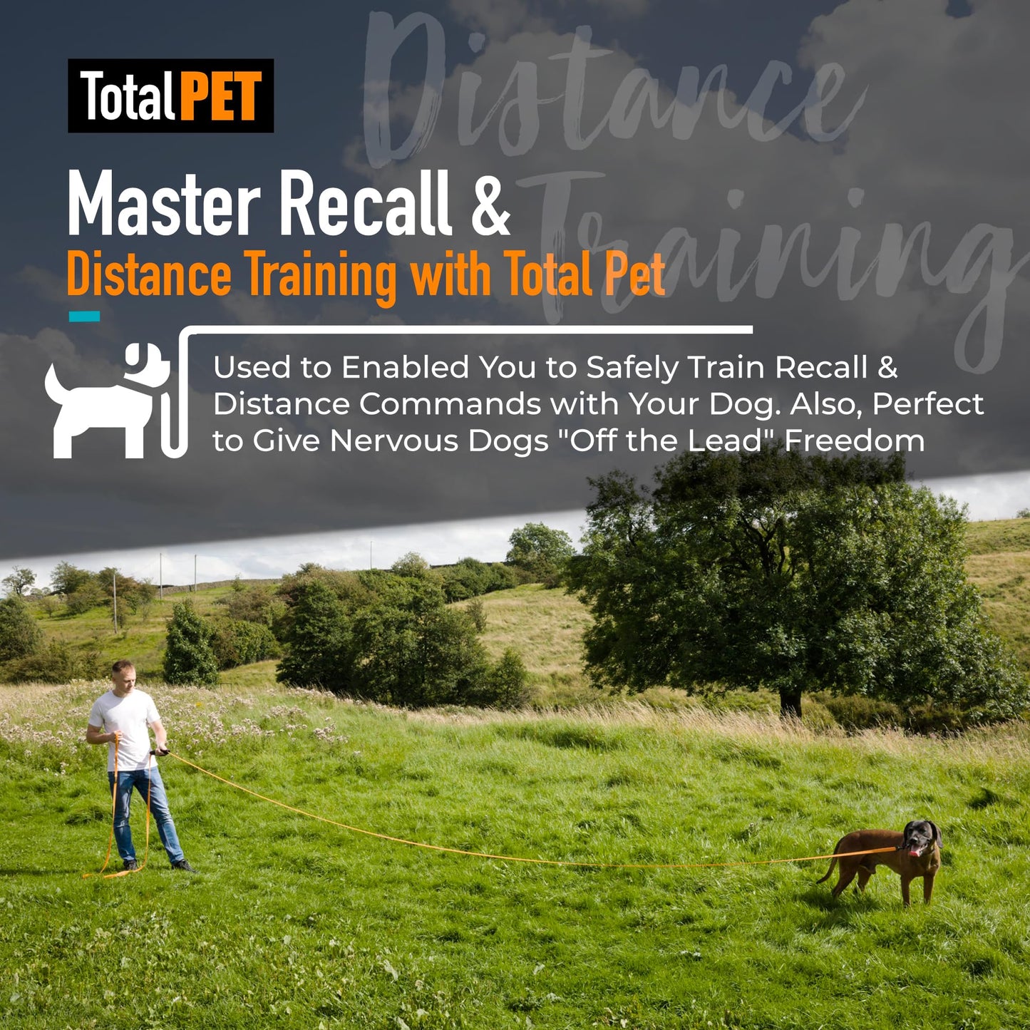 Total Pet Training Lead for Dogs, Waterproof Long Line for Recall & Obedience Training - Extra Long Dog Lead - Suitable for all Sized Dogs (10m, Regular Clip)