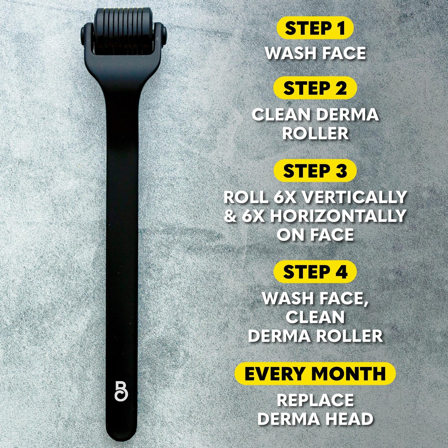 The Beard Club Derma Roller for Face, Body and Scalp - Microneedling for Men and Women with 540 Titanium Microneedles - Beard Roller & Micro Needling Scalp Hair - Black