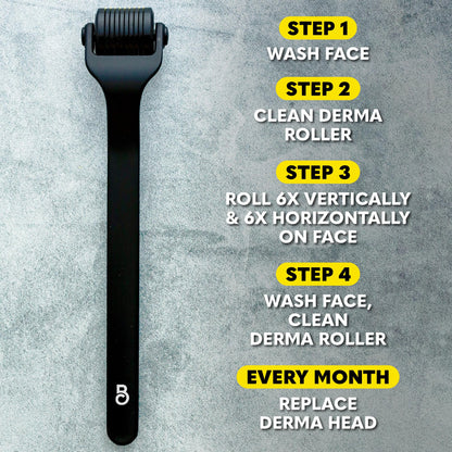 Beard Club Premium Derma Roller & Beard Growth Oil - Microneedling Roller with 540 Titanium Microneedles for Face, Body and Scalp - Beard Roller with Sandalwood & Cedar Beard Oil