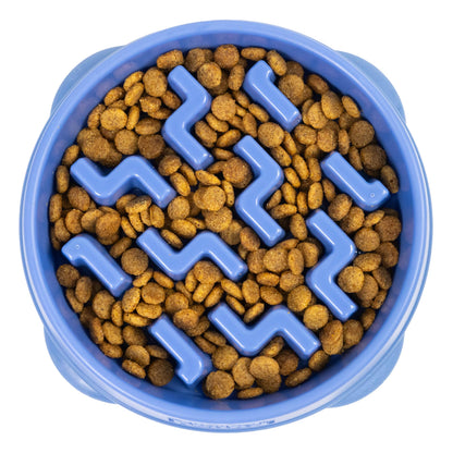 Outward Hound Slow Feeder Dog Bowl - Makes Meal Time Fun, Slows Down Eating, Promotes Healthy Digestion, Prevents Bloat | Slip Resistant and Durable, Food & Water Bowl, Size Medium (Blue)
