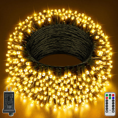 Guhope Christmas Lights 66FT 200 LED, Christmas Tree Light with 8 Lighting Modes, Outdoor Waterproof String Lights with Remote and Timer, Fairy Light for Holiday Decor (Warm White)