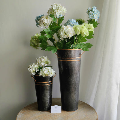 Hosley Set of 4 Metal Vases with Zinc Finish 9 Inch High Ideal Gift for Wedding Special Occasion Home Office Dried Floral Arrangements